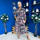 Angela Chiffon Shirt Maxi Dress Black Floral