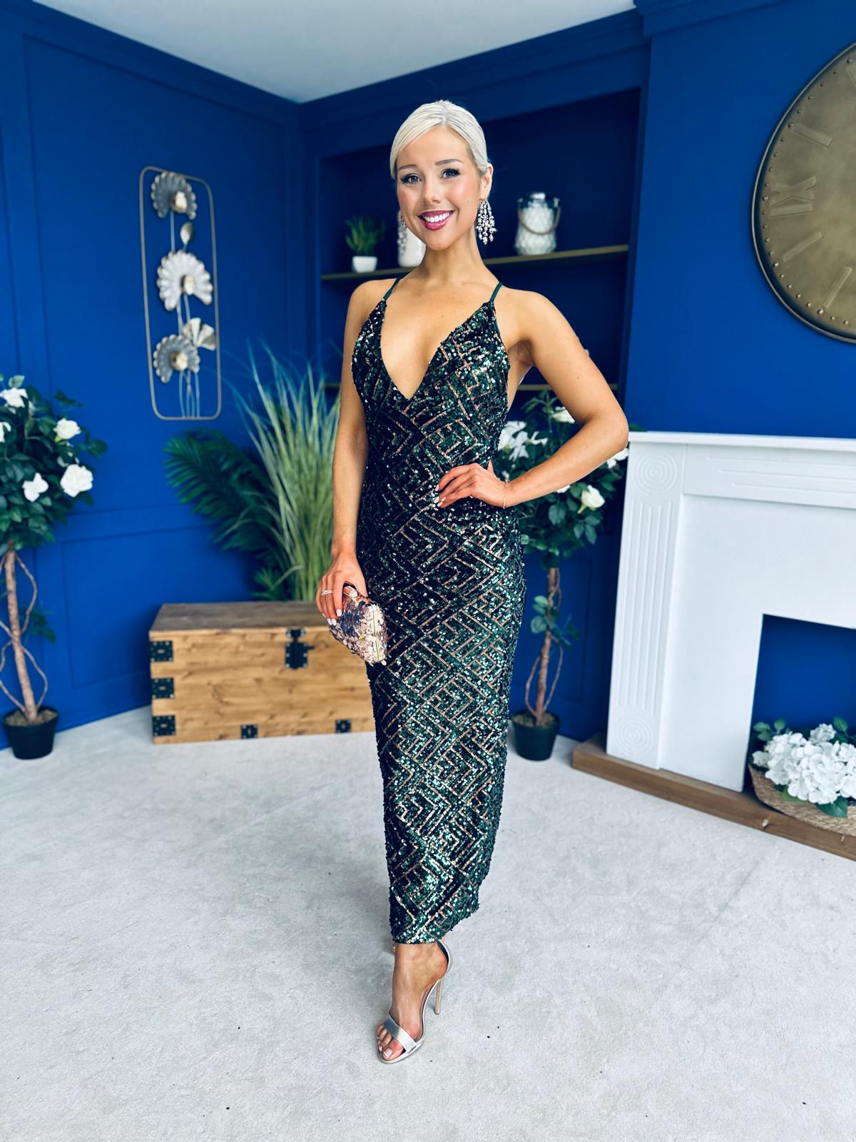 Kelly Sequin Occasion Dress Dress Forest