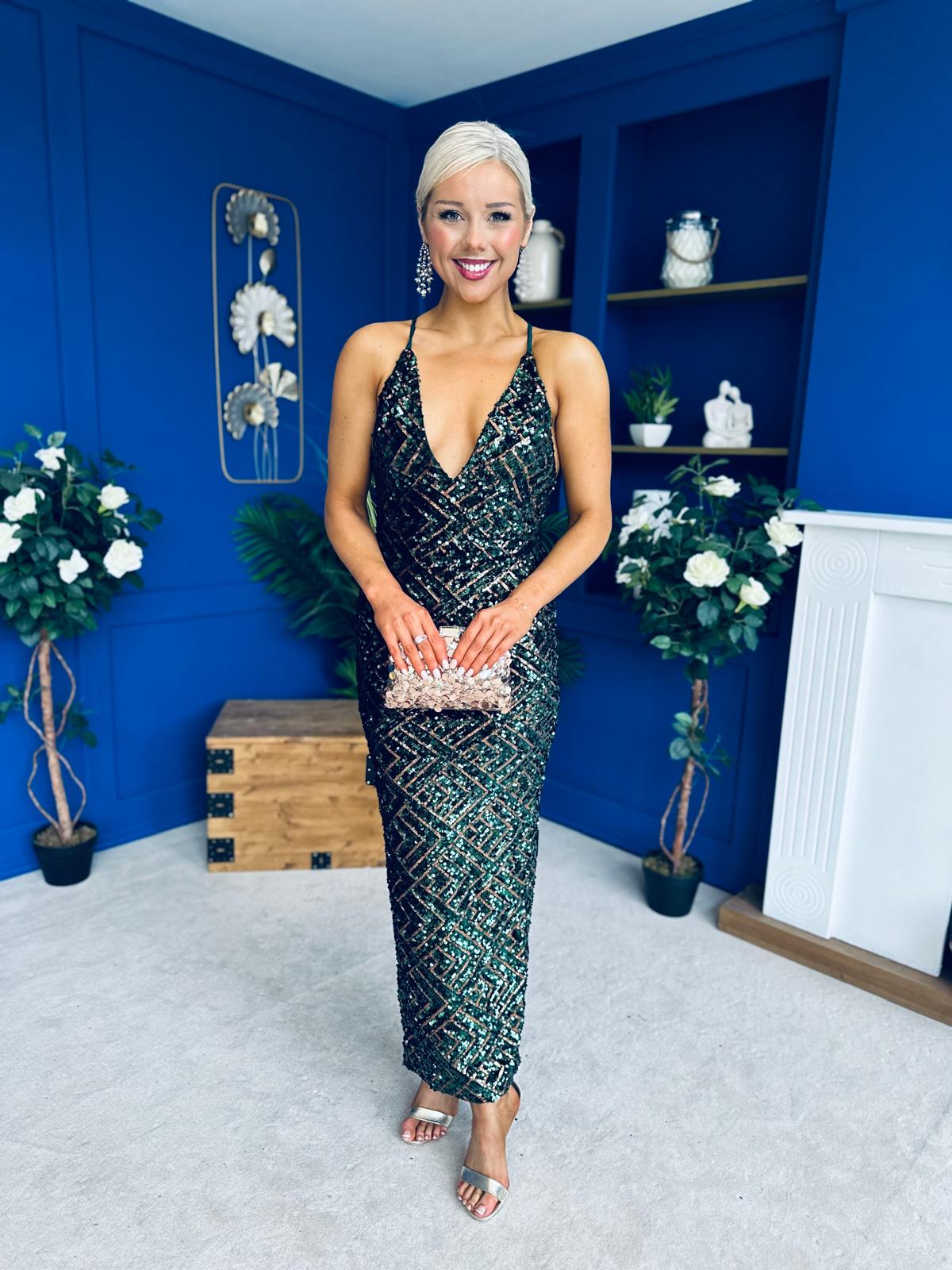 Kelly Sequin Occasion Dress Dress Forest