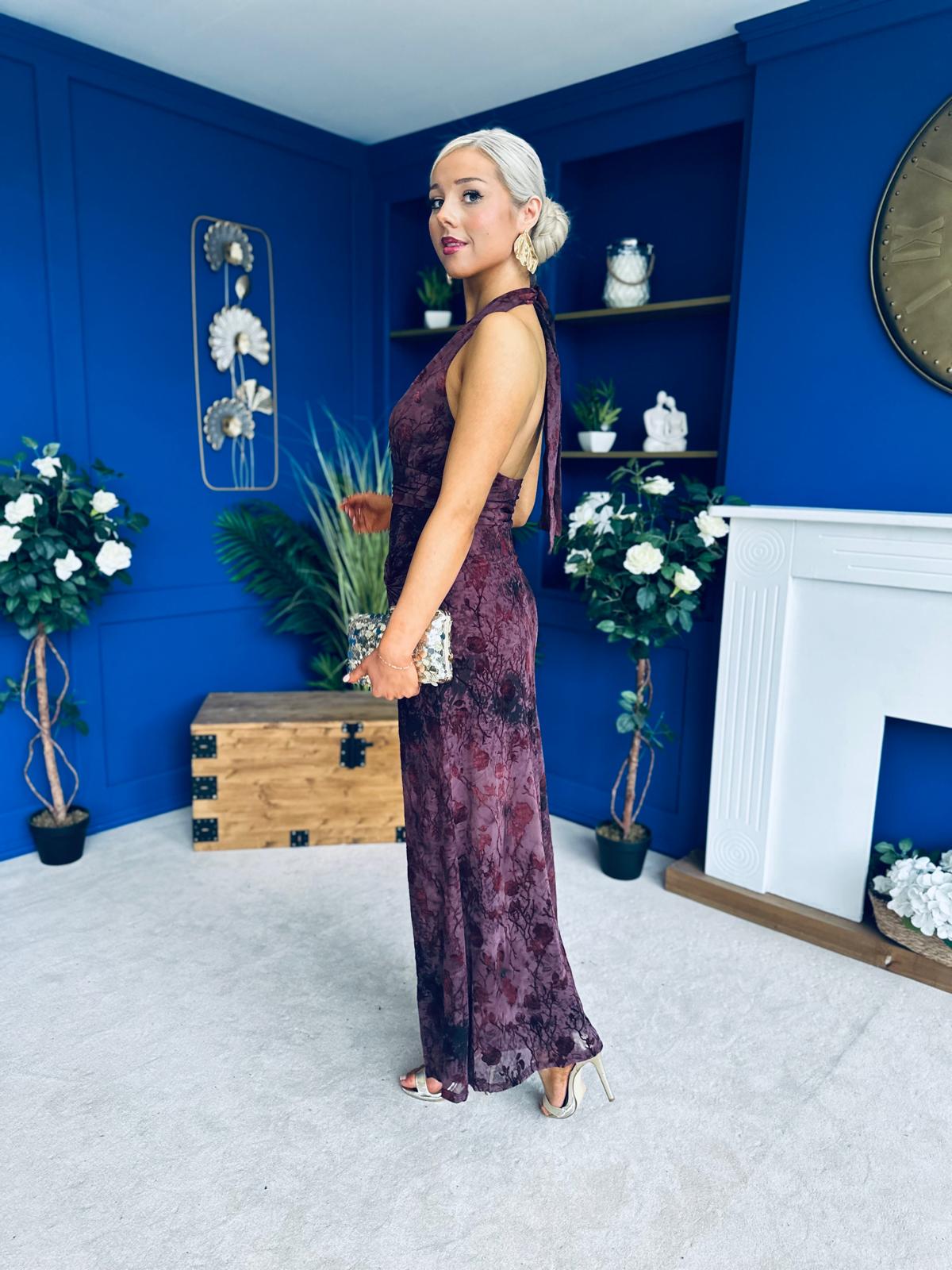 Rosanna Halterneck Occasion Dress Burgundy