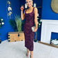 Poppy Sequin Occasion Dress Burgundy