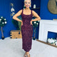 Poppy Sequin Occasion Dress Burgundy