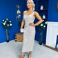 Poppy Sequin Occasion Dress Beige