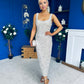 Poppy Sequin Occasion Dress Beige