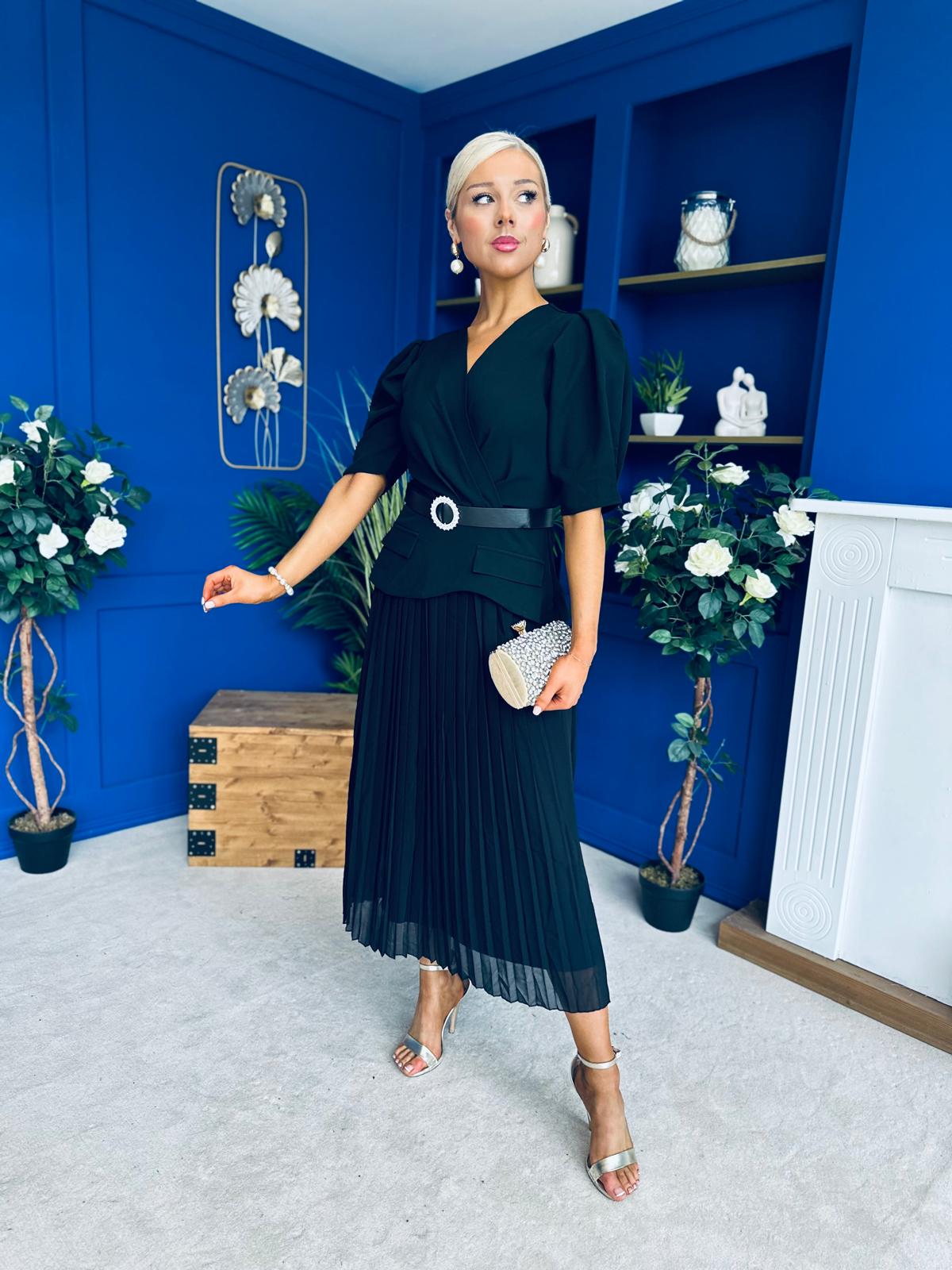 Danica Detailed Midi Dress Black