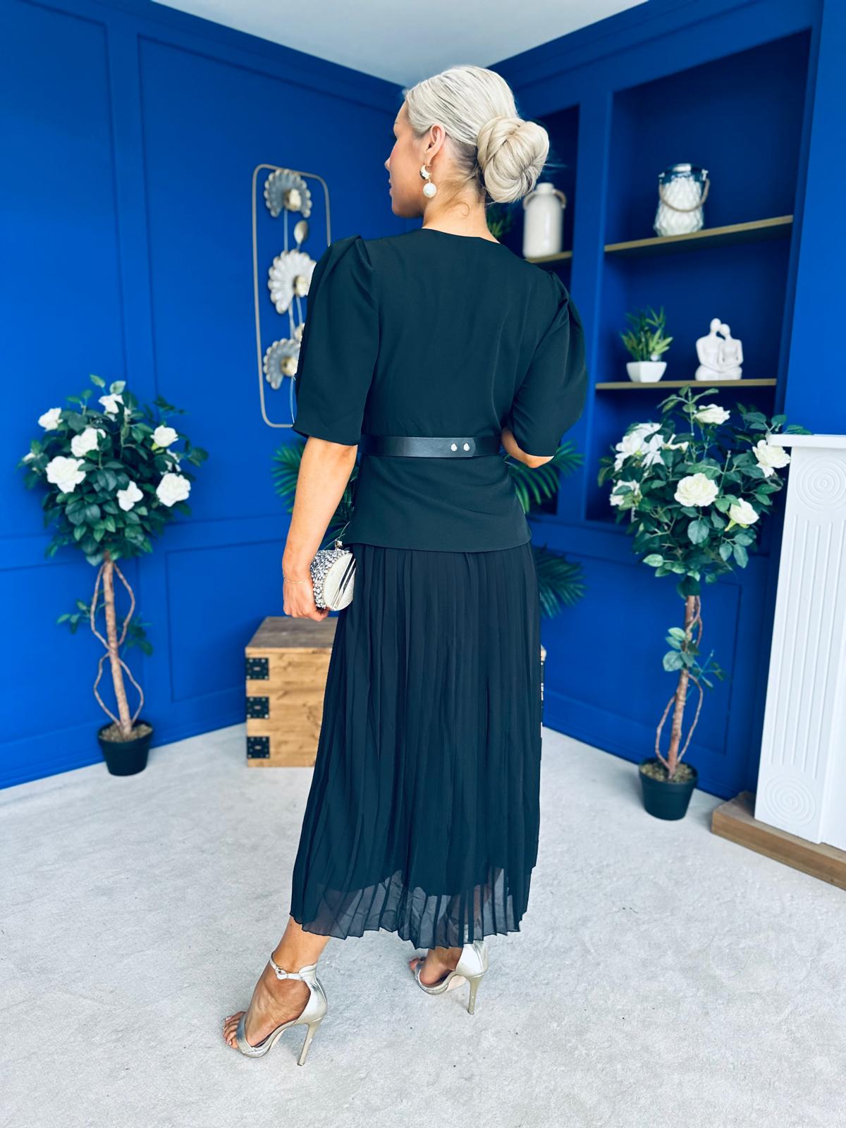 Danica Detailed Midi Dress Black