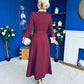Olivia Detailed Occasion Dress Wine