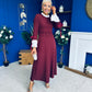 Olivia Detailed Occasion Dress Wine
