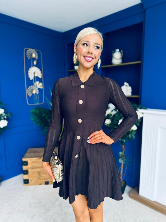 Rhea Button Detail Mini Dress Coco