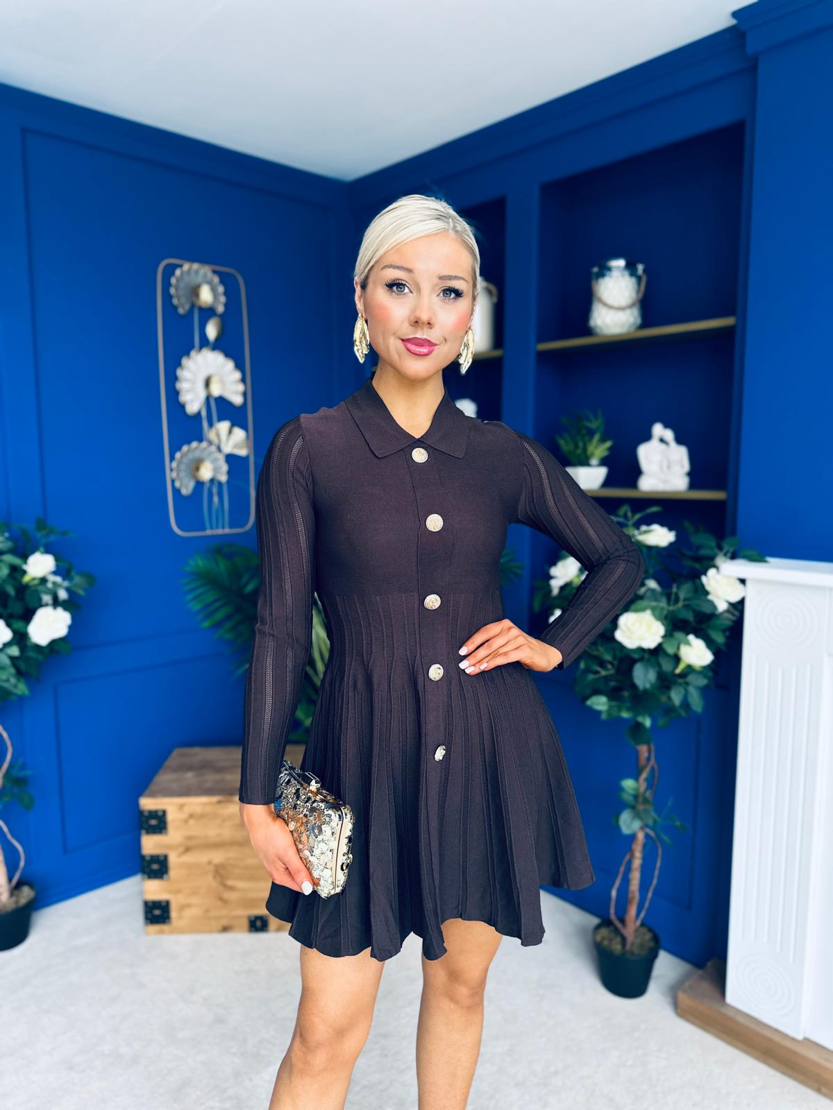 Rhea Button Detail Mini Dress Coco