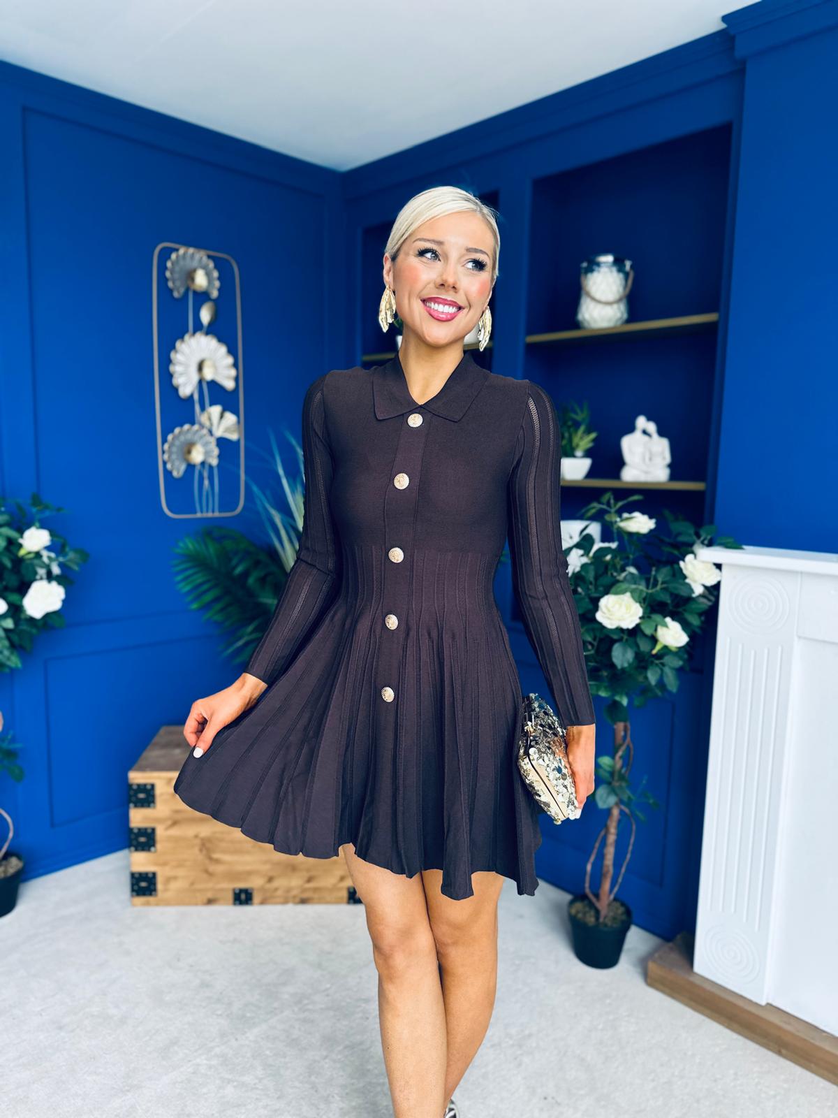 Rhea Button Detail Mini Dress Coco