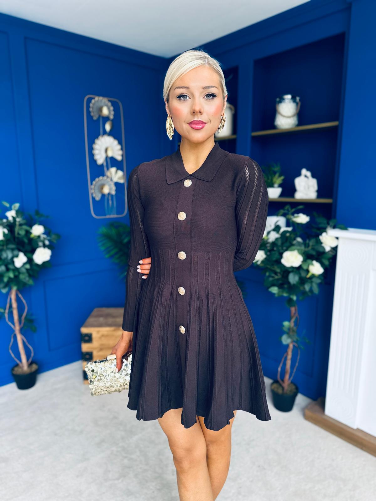 Rhea Button Detail Mini Dress Coco