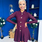 Rhea Button Detail Mini Dress Burgundy