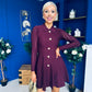 Rhea Button Detail Mini Dress Burgundy