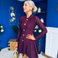 Rhea Button Detail Mini Dress Burgundy