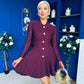 Rhea Button Detail Mini Dress Burgundy