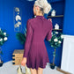 Rhea Button Detail Mini Dress Burgundy