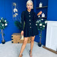 Rhea Button Detail Mini Dress Black