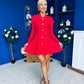 Rhea Button Detail Mini Dress Red