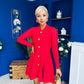 Rhea Button Detail Mini Dress Red