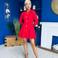 Rhea Button Detail Mini Dress Red
