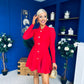 Rhea Button Detail Mini Dress Red
