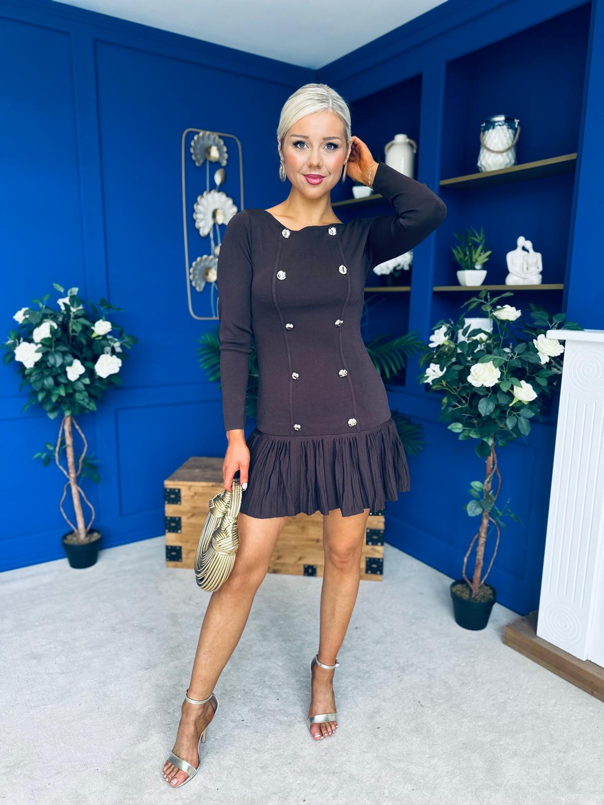 Jada Button Detail Mini Dress Coco