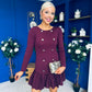 Jada Button Detail Mini Dress Burgundy
