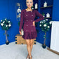 Jada Button Detail Mini Dress Burgundy