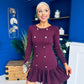 Jada Button Detail Mini Dress Burgundy