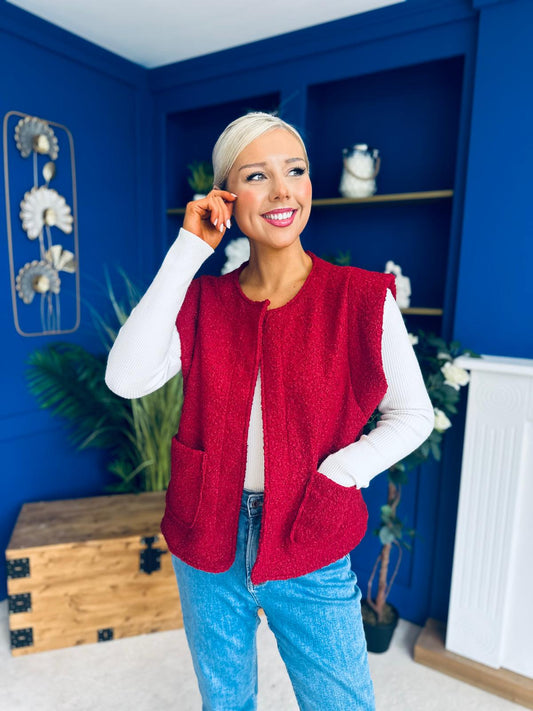Maeve Detailed Gilet Wine
