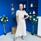 Jane Knit & Satin Midi Dress Beige
