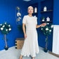 Jane Knit & Satin Midi Dress Beige