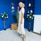 Jane Knit & Satin Midi Dress Beige