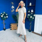 Jane Knit & Satin Midi Dress Beige