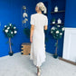 Jane Knit & Satin Midi Dress Beige