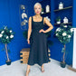 Syrena Floral Embroidery Square Neckline Midi Dress Black