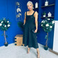 Syrena Floral Embroidery Square Neckline Midi Dress Black