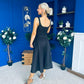 Syrena Floral Embroidery Square Neckline Midi Dress Black