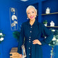 Brooke Button Detail Midi Dress Navy