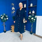 Brooke Button Detail Midi Dress Navy