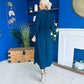 Brooke Button Detail Midi Dress Navy