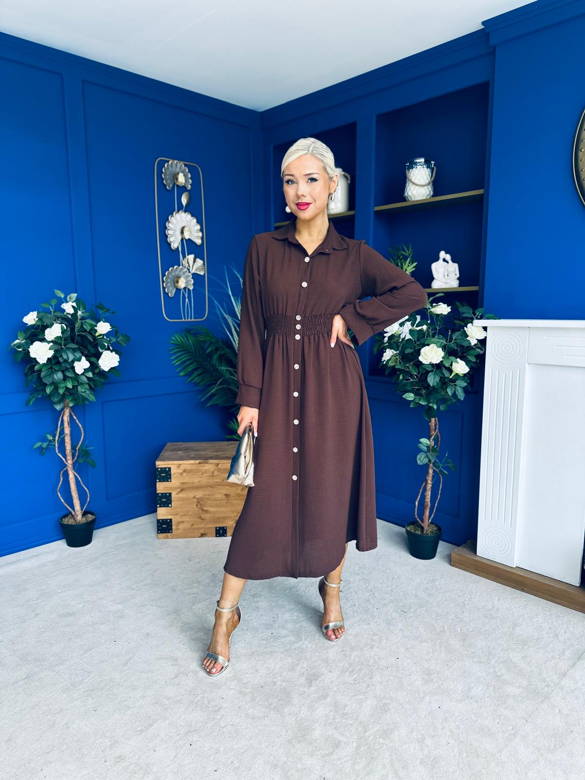 Brooke Button Detail Midi Dress Coco