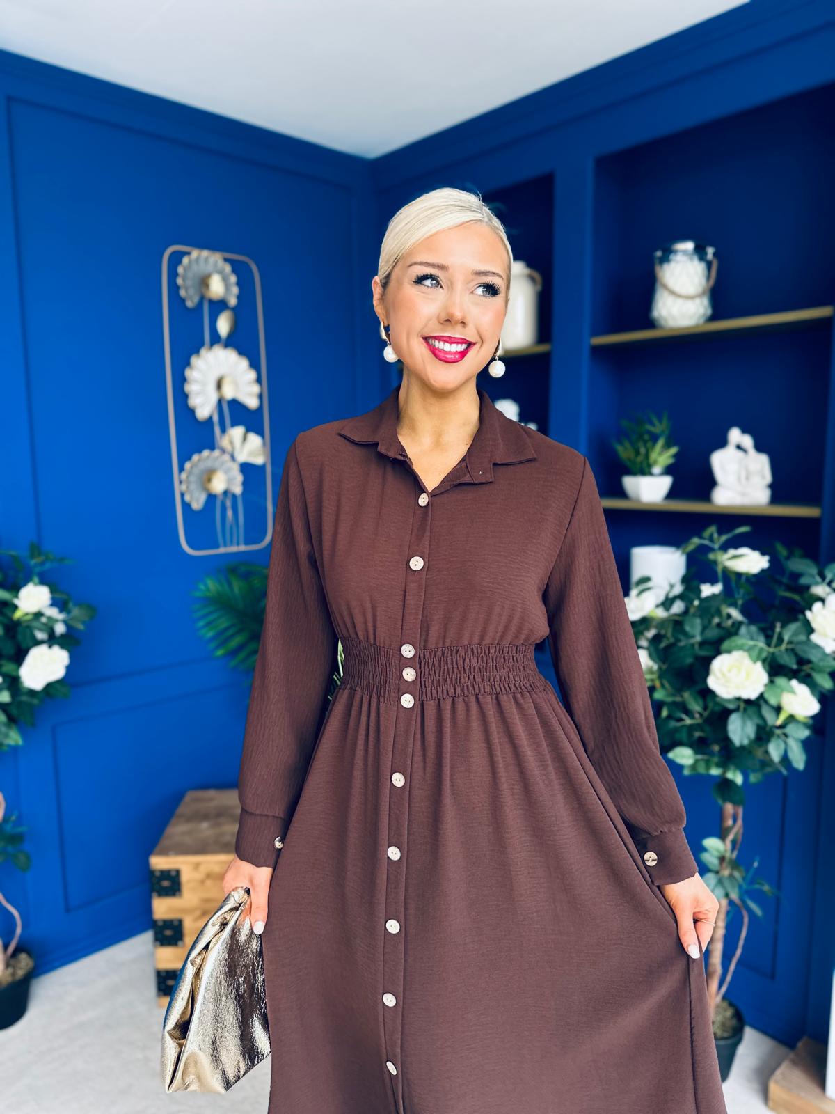 Brooke Button Detail Midi Dress Coco