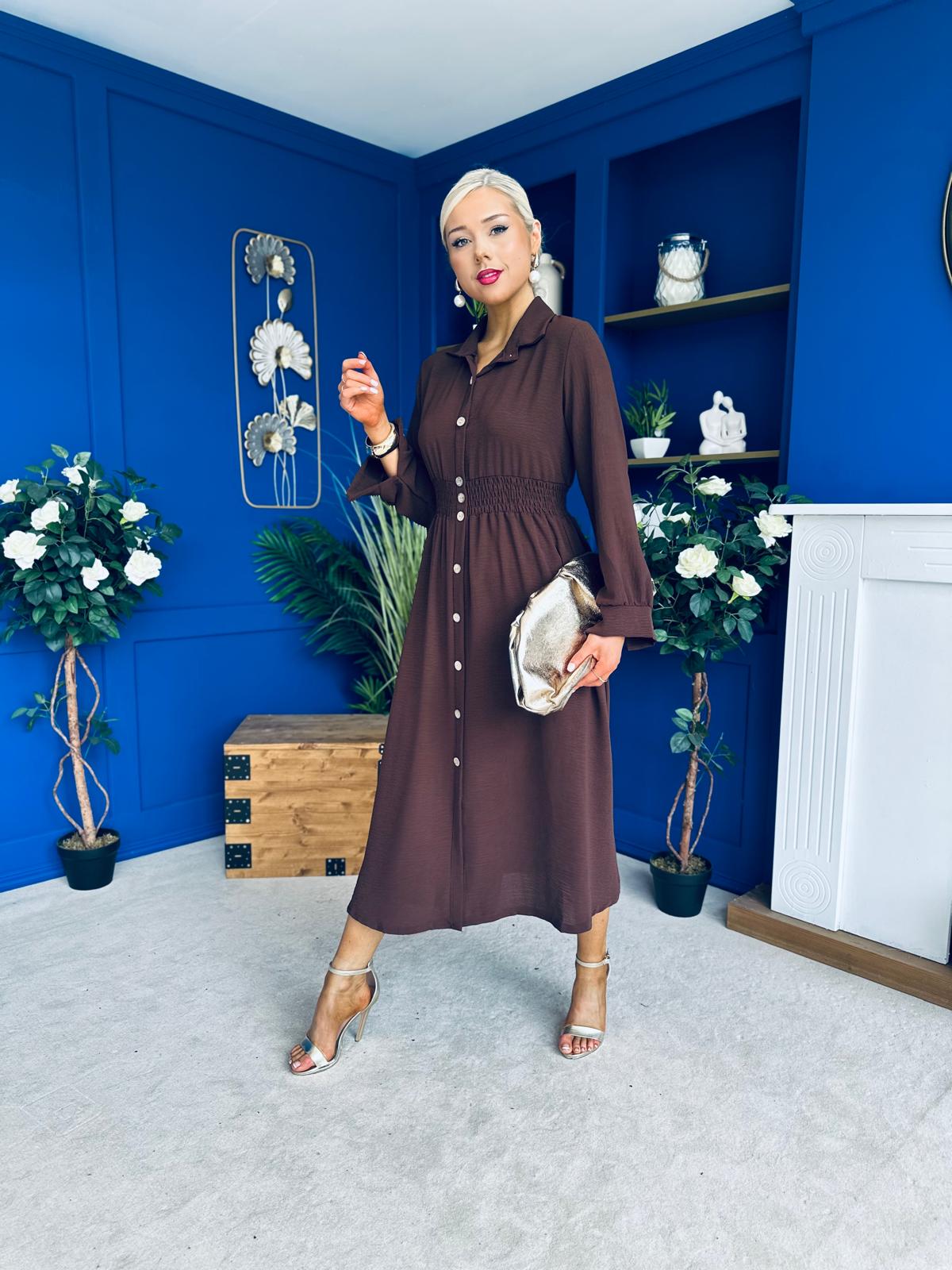 Brooke Button Detail Midi Dress Coco