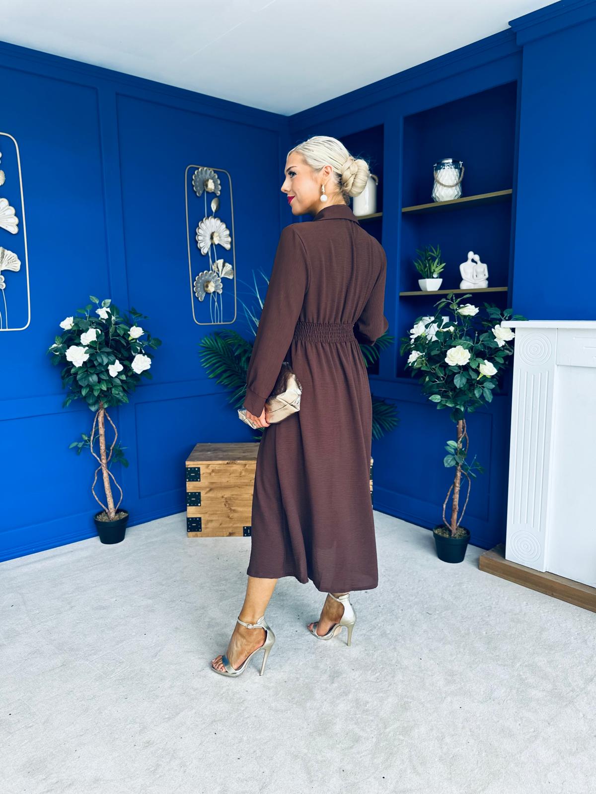 Brooke Button Detail Midi Dress Coco