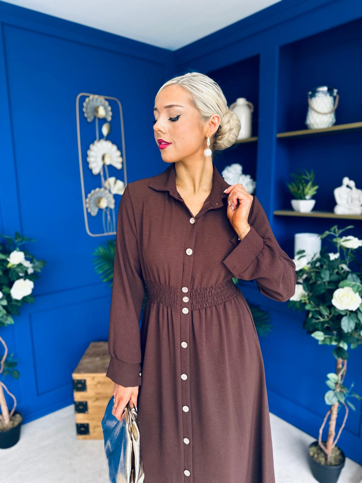 Brooke Button Detail Midi Dress Coco