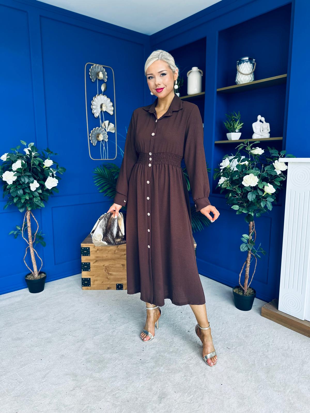 Brooke Button Detail Midi Dress Coco
