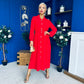 Brooke Button Detail Midi Dress Red
