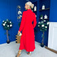 Brooke Button Detail Midi Dress Red